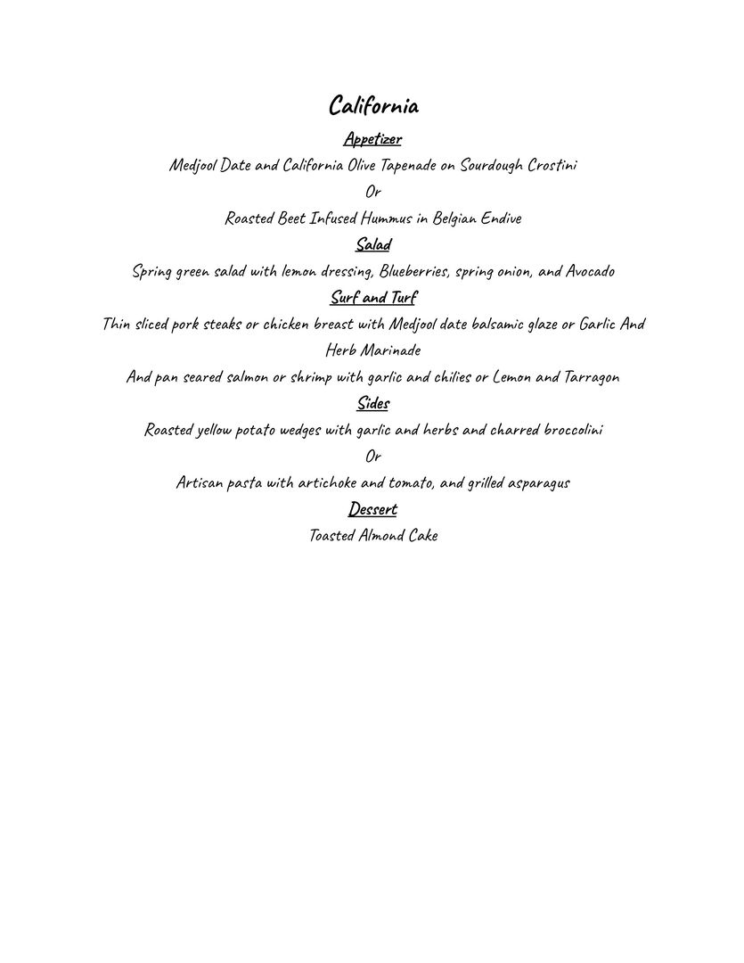 Casual Dining Menu California