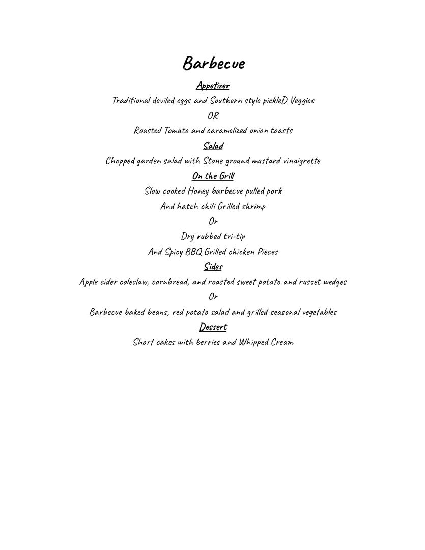 Casual Dining Menu Barbecue