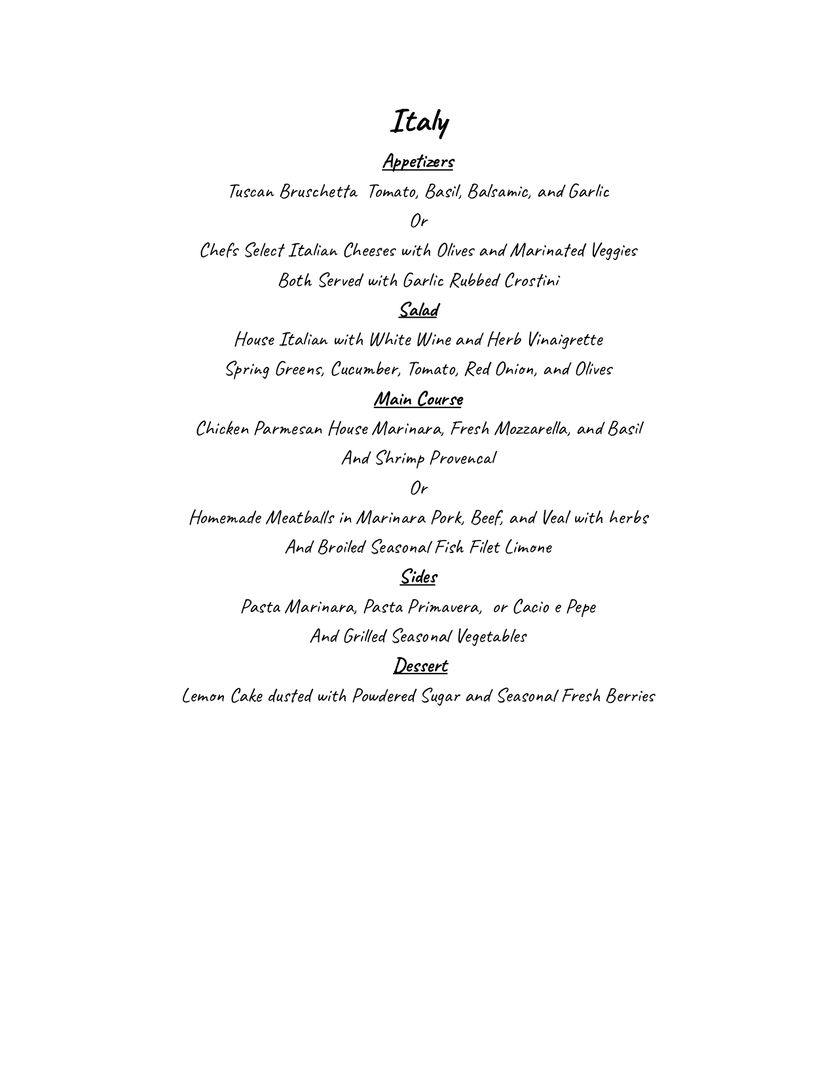 Casual Dining Menu Louisiana Italy