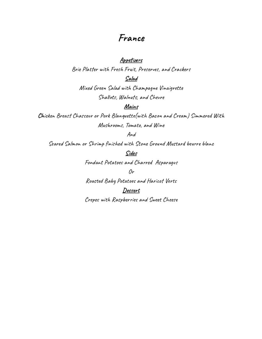 Casual Dining Menu France